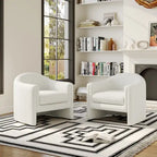 Set of 2 Modern Barrel Upholstered Accent Armchair