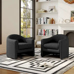 Set of 2 Modern Barrel Upholstered Accent Armchair