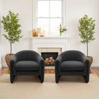 Set of 2 Modern Barrel Upholstered Accent Armchair