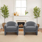 Set of 2 Modern Barrel Upholstered Accent Armchair