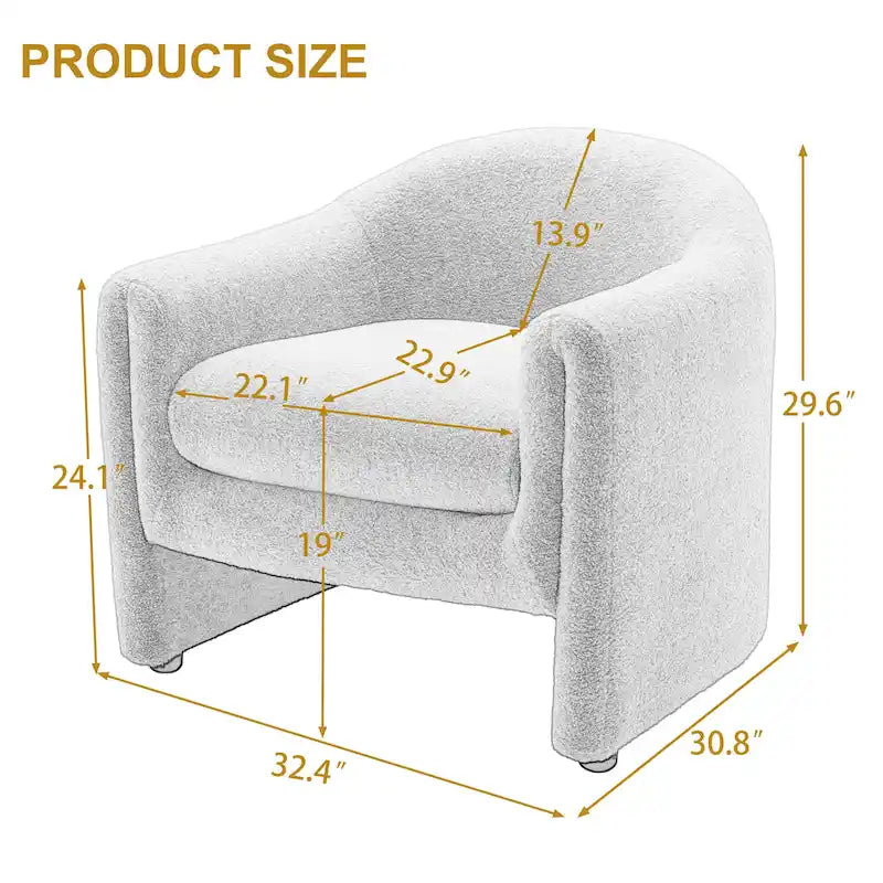 Set of 2 Modern Barrel Upholstered Accent Armchair