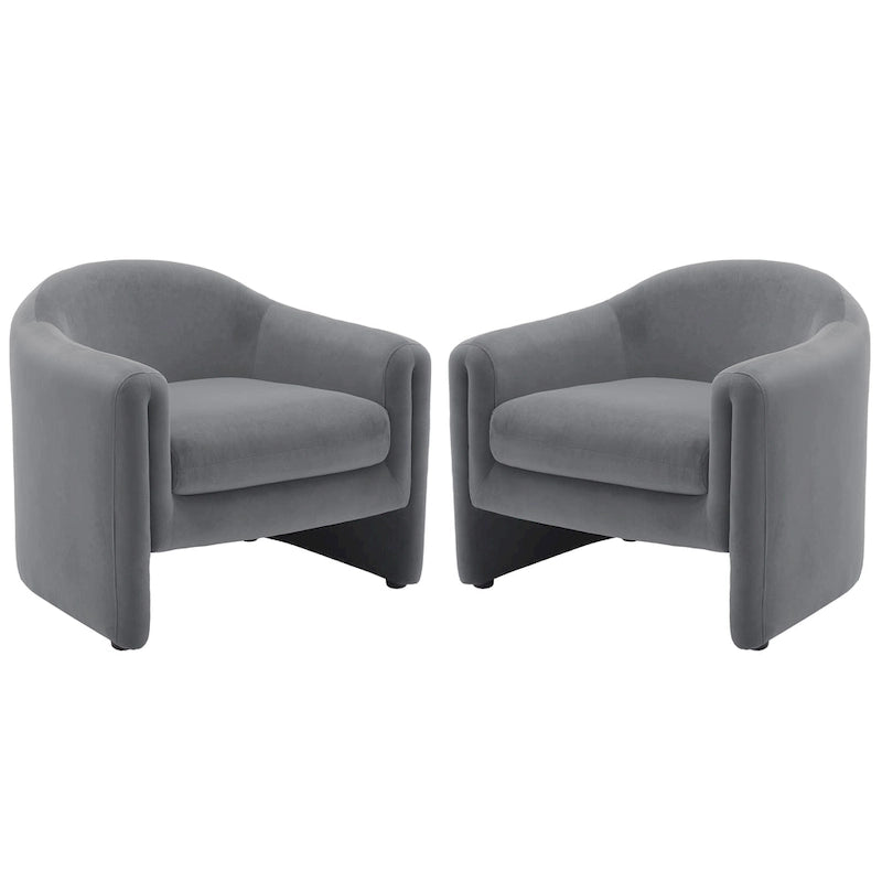 Set of 2 Modern Barrel Upholstered Accent Armchair