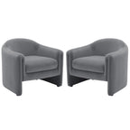 Set of 2 Modern Barrel Upholstered Accent Armchair