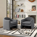 Set of 2 Modern Barrel Upholstered Accent Armchair