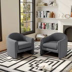 Set of 2 Modern Barrel Upholstered Accent Armchair