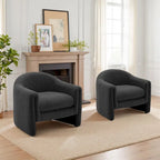 Set of 2 Modern Barrel Upholstered Accent Armchair