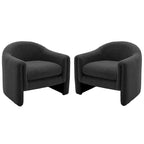 Set of 2 Modern Barrel Upholstered Accent Armchair