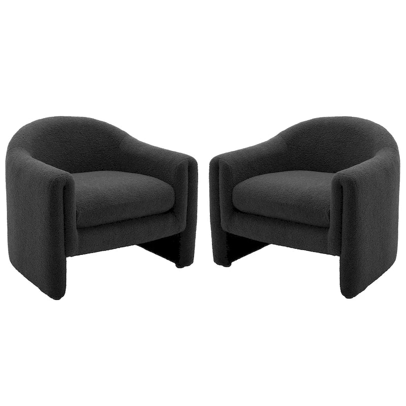 Set of 2 Modern Barrel Upholstered Accent Armchair