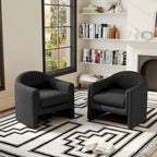 Set of 2 Modern Barrel Upholstered Accent Armchair