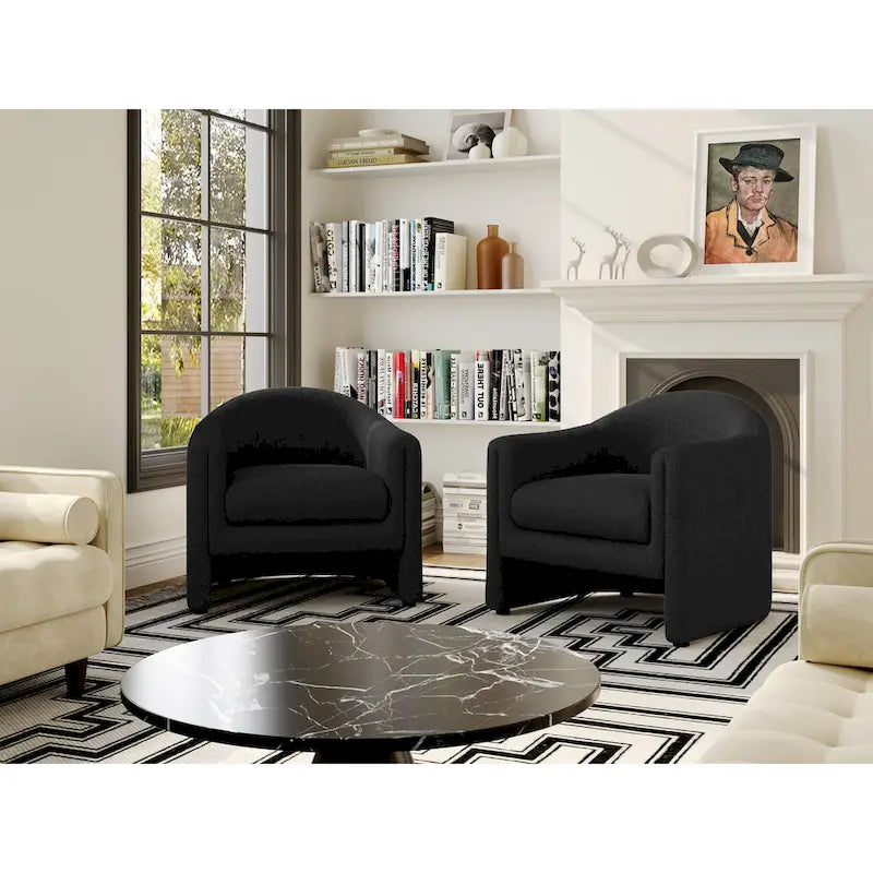 Set of 2 Modern Barrel Upholstered Accent Armchair
