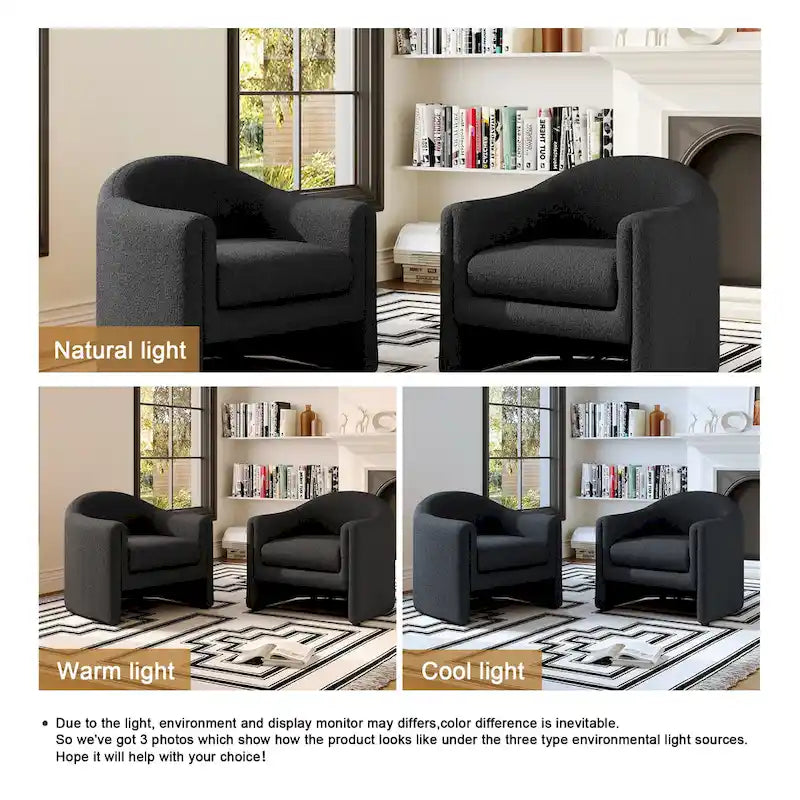 Set of 2 Modern Barrel Upholstered Accent Armchair
