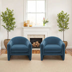 Set of 2 Modern Barrel Upholstered Accent Armchair