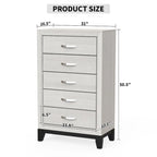 51 Tall Modern White Wood 5-drawer Storage Chest with Metal Pull
