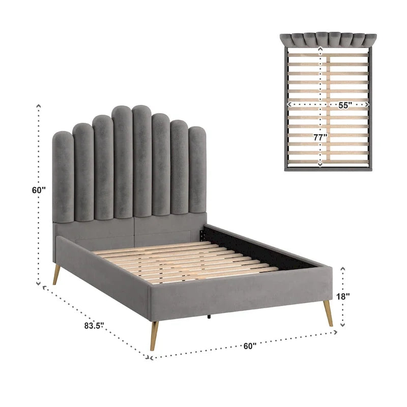 Eggleston Art Deco Velvet Upholstered Platform Bed by iNSPIRE Q Bold