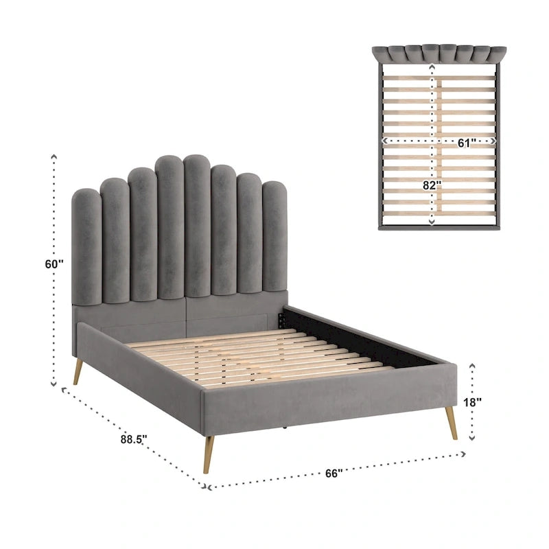 Eggleston Art Deco Velvet Upholstered Platform Bed by iNSPIRE Q Bold