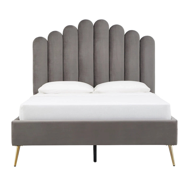Eggleston Art Deco Velvet Upholstered Platform Bed by iNSPIRE Q Bold