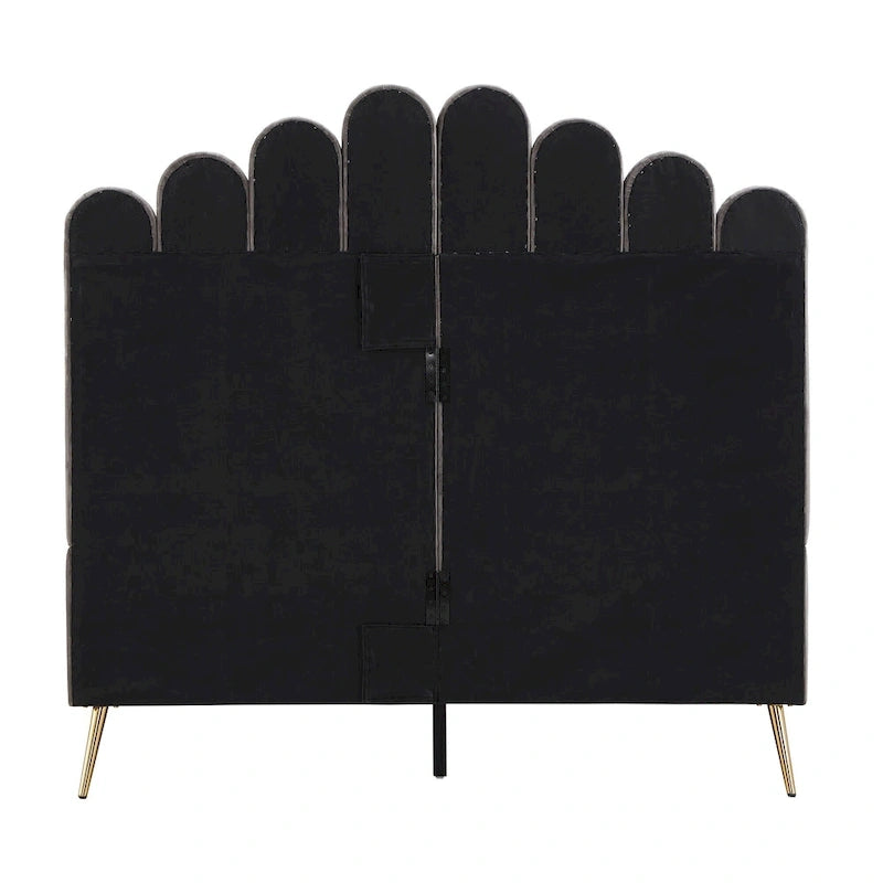 Eggleston Art Deco Velvet Upholstered Platform Bed by iNSPIRE Q Bold
