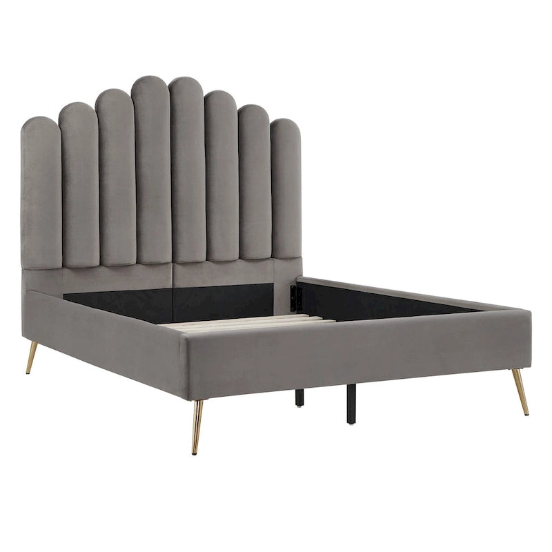 Eggleston Art Deco Velvet Upholstered Platform Bed by iNSPIRE Q Bold
