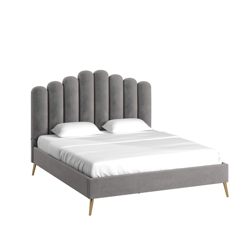 Eggleston Art Deco Velvet Upholstered Platform Bed by iNSPIRE Q Bold