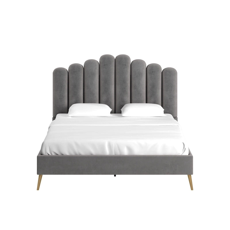 Eggleston Art Deco Velvet Upholstered Platform Bed by iNSPIRE Q Bold
