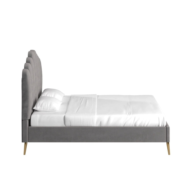 Eggleston Art Deco Velvet Upholstered Platform Bed by iNSPIRE Q Bold