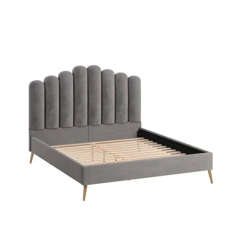 Eggleston Art Deco Velvet Upholstered Platform Bed by iNSPIRE Q Bold
