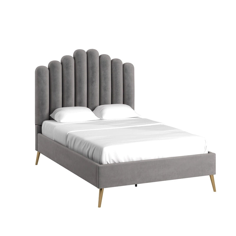 Eggleston Art Deco Velvet Upholstered Platform Bed by iNSPIRE Q Bold
