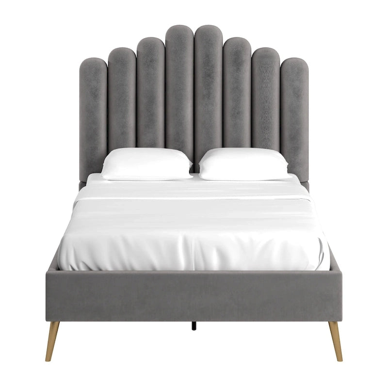 Eggleston Art Deco Velvet Upholstered Platform Bed by iNSPIRE Q Bold