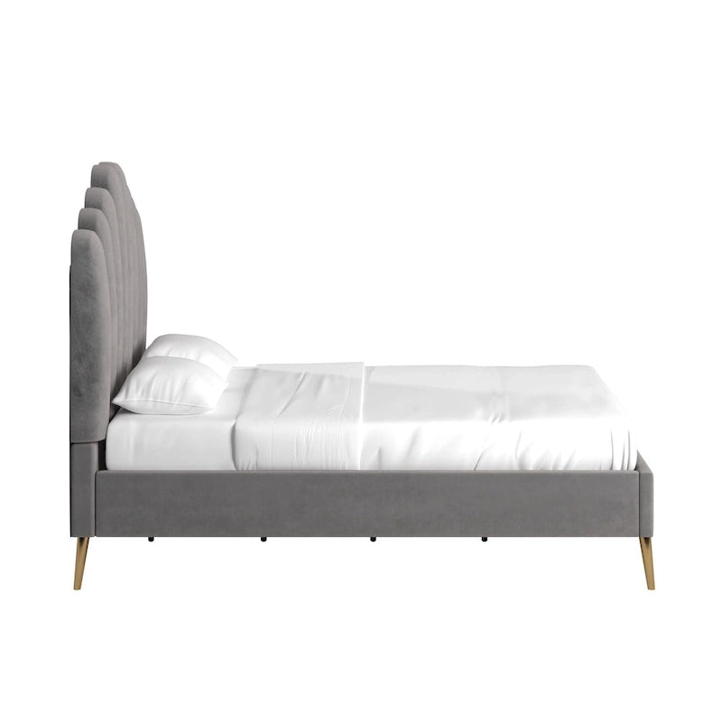 Eggleston Art Deco Velvet Upholstered Platform Bed by iNSPIRE Q Bold