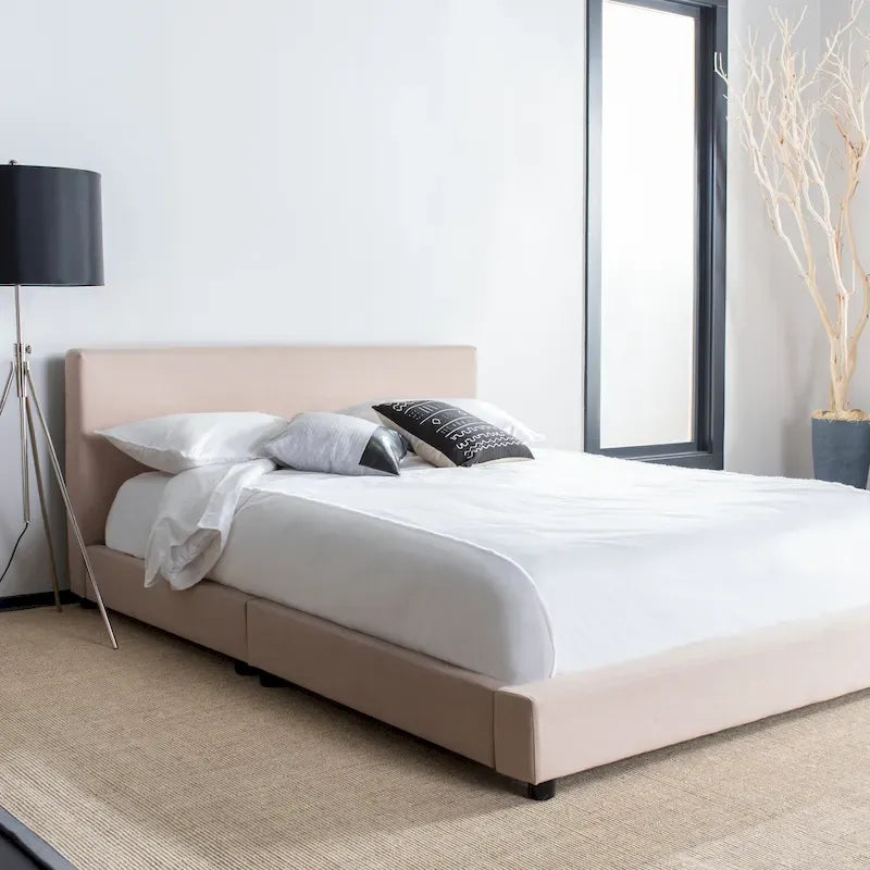 SAFAVIEH Thereze Linen Upholstered Platform Bed