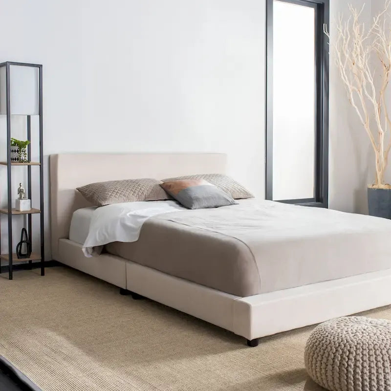 SAFAVIEH Thereze Linen Upholstered Platform Bed