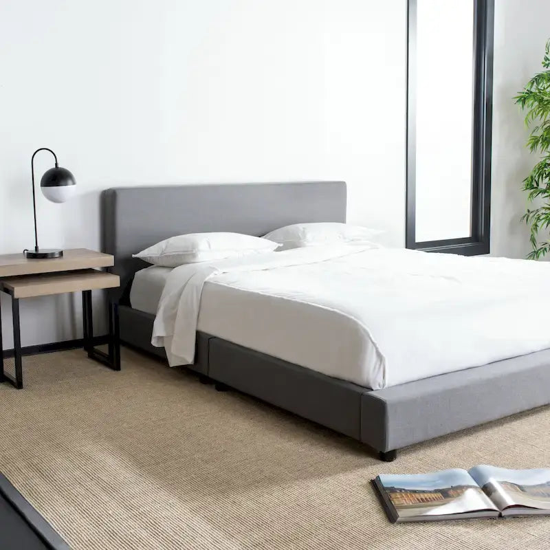 SAFAVIEH Thereze Linen Upholstered Platform Bed