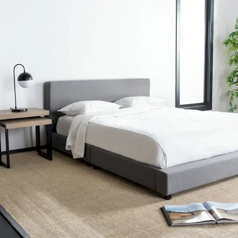 SAFAVIEH Thereze Linen Upholstered Platform Bed