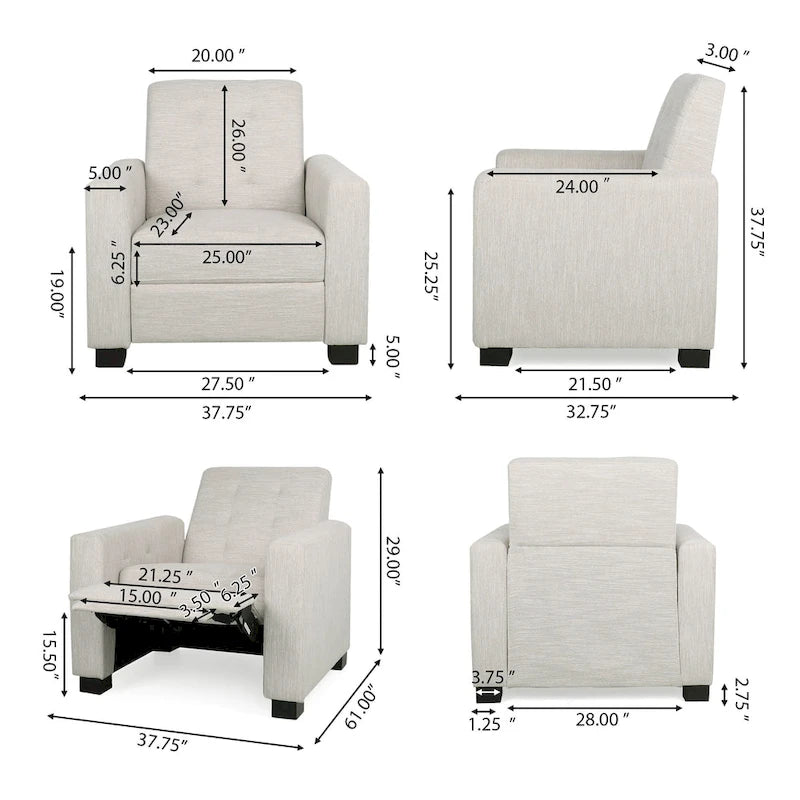 Craigue Upholstered Pushback Recliner by Christopher Knight Home