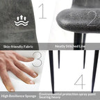 Set of 4 Modern Accent Dining Chairs with Linen Fabric Upholstery and Sturdy Metal Legs - N/A