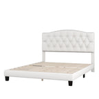 Upholstered Platform Bed with Saddle Curved Headboard and Diamond Tufted Details