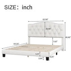 Upholstered Platform Bed with Saddle Curved Headboard and Diamond Tufted Details