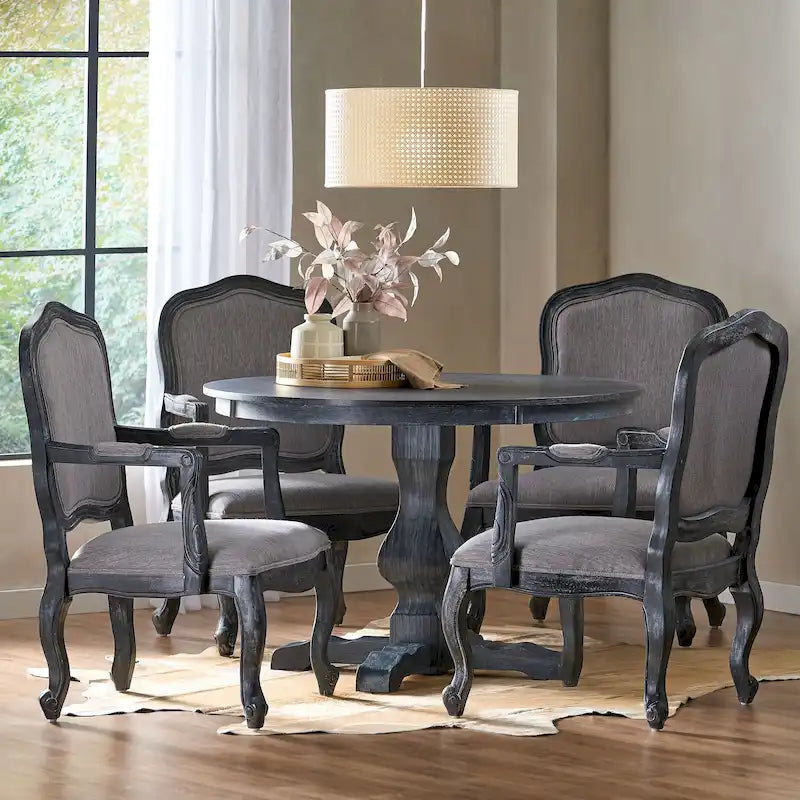Ardyce Upholstered 5 Piece Circular Dining Set by Christopher Knight Home