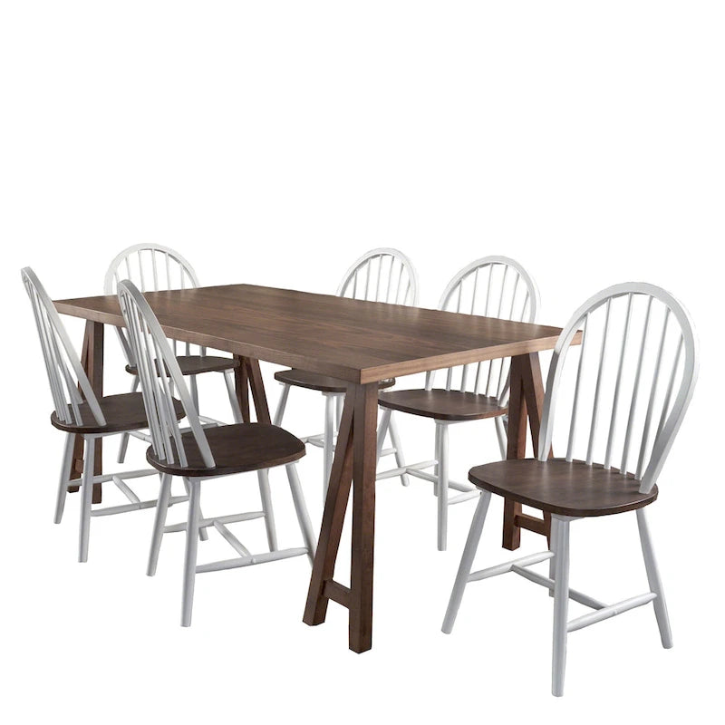 Ansley Farmhouse Cottage 7-piece Wood Dining Set by Christopher Knight Home