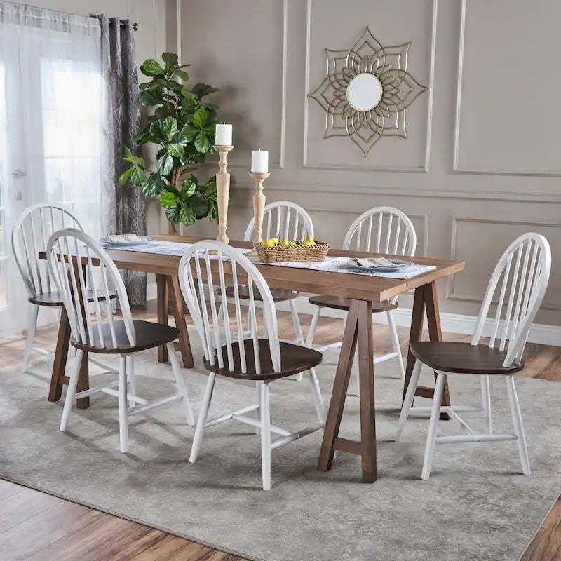 Ansley Farmhouse Cottage 7-piece Wood Dining Set by Christopher Knight Home