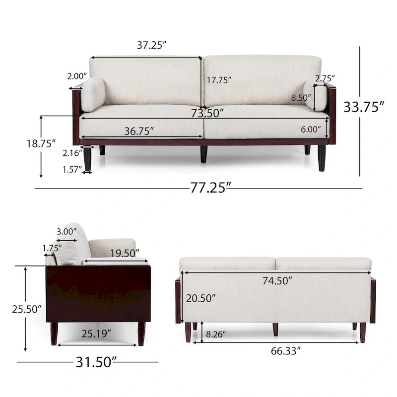 Sofia Upholstered 3-seater Sofa by Christopher Knight Home