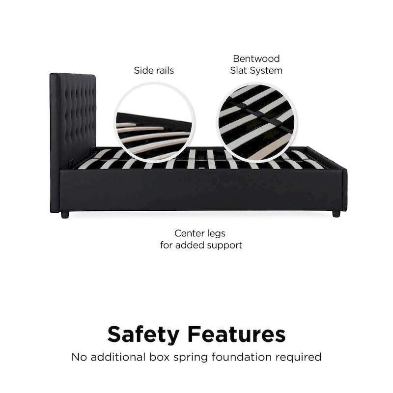 Avenue Greene Stefanie Black Faux Leather Upholstered Bed