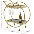 Contemporary Modern Iron 3 Tier Drink Bar Storage Cart - Gold, Silver, or Matte Black