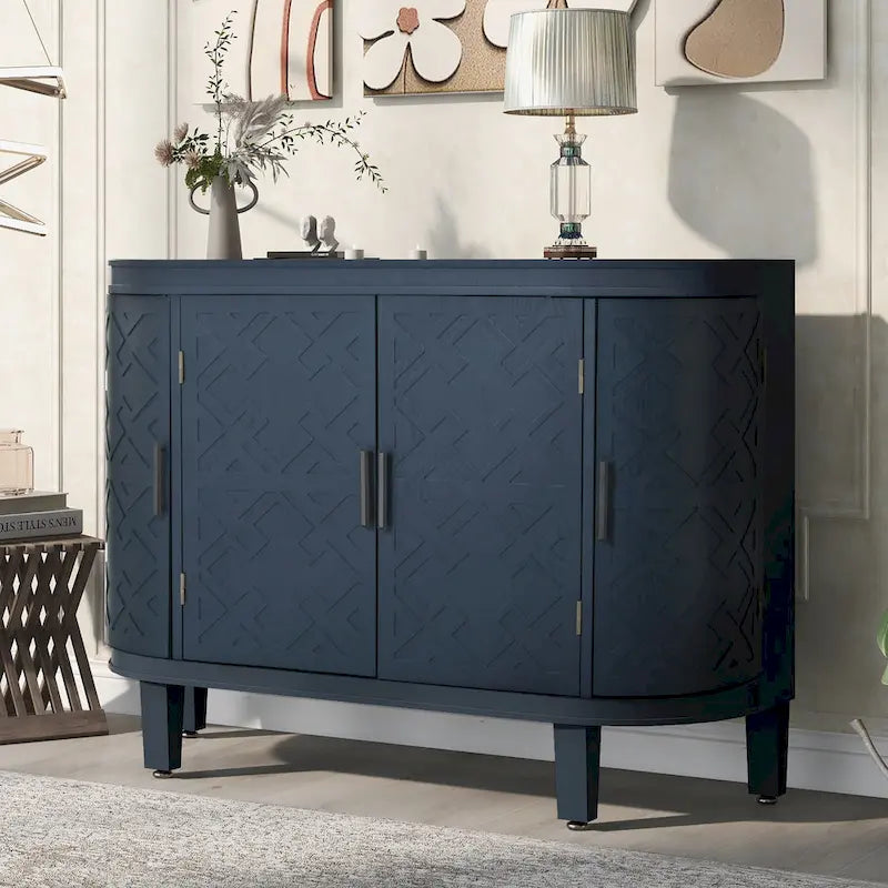 4-door Cabinet Sideboard with Antique Patterns - 15.20 x 47.20 x 33.50