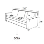 Gliden Modern Linen Fabric Sofa with Solid Wood Frame