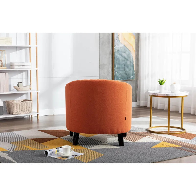 Accent Barrel chair living room chair with nailheads and solid wood legs