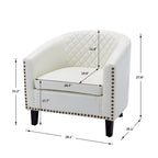 Accent Barrel chair living room chair with nailheads and solid wood legs