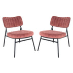 LeisureMod Set of 2 Marilane Velvet Accent Chairs with Velvet Upholstery & Sturdy Metal Frame for Home Office Lounge Living Room