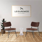 LeisureMod Set of 2 Marilane Velvet Accent Chairs with Velvet Upholstery & Sturdy Metal Frame for Home Office Lounge Living Room