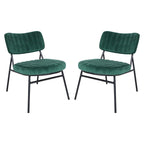 LeisureMod Set of 2 Marilane Velvet Accent Chairs with Velvet Upholstery & Sturdy Metal Frame for Home Office Lounge Living Room